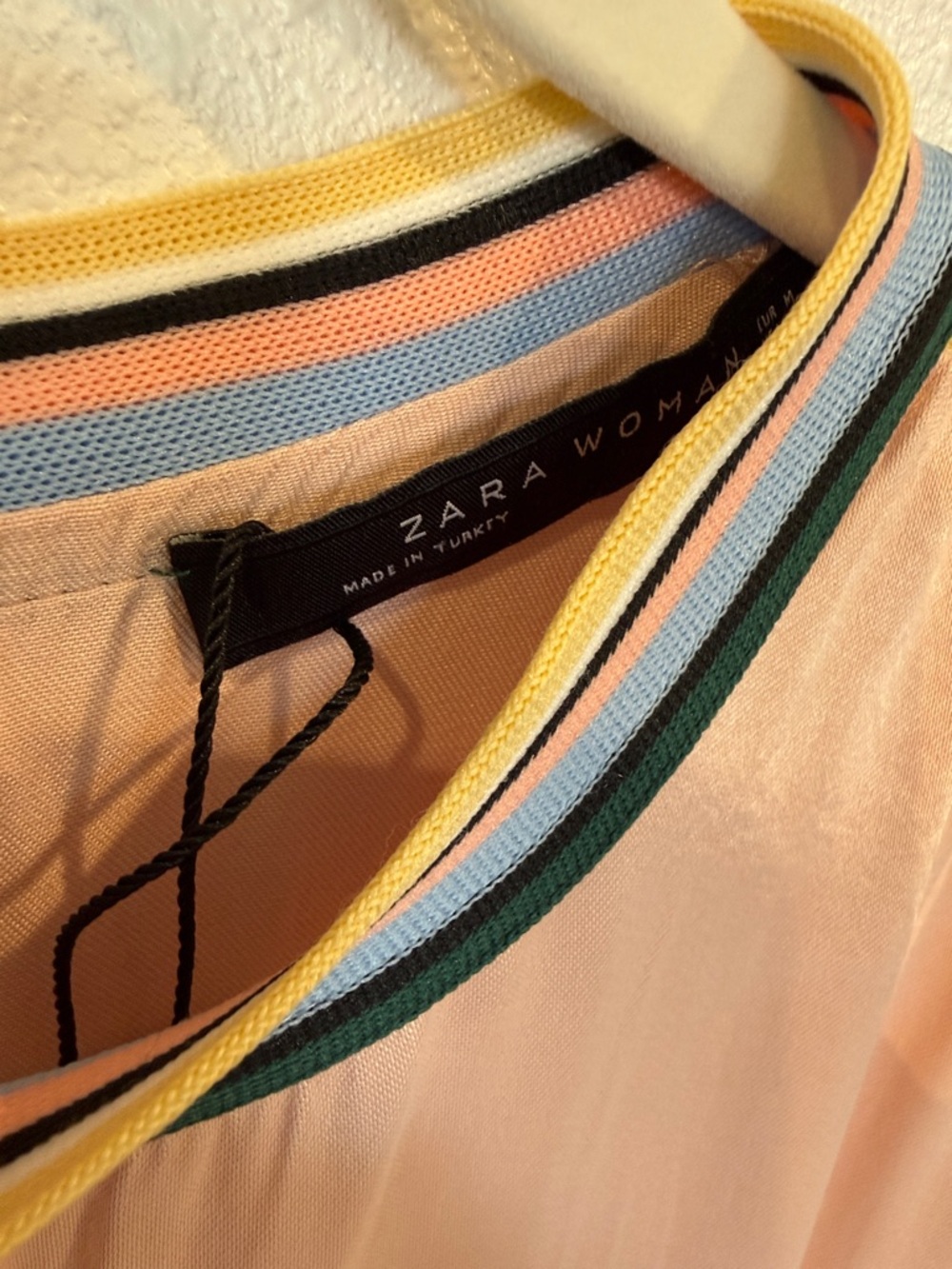 Zara Dusty Pink Maxi Dress with Striped Neck Trim - Picture 7 of 10